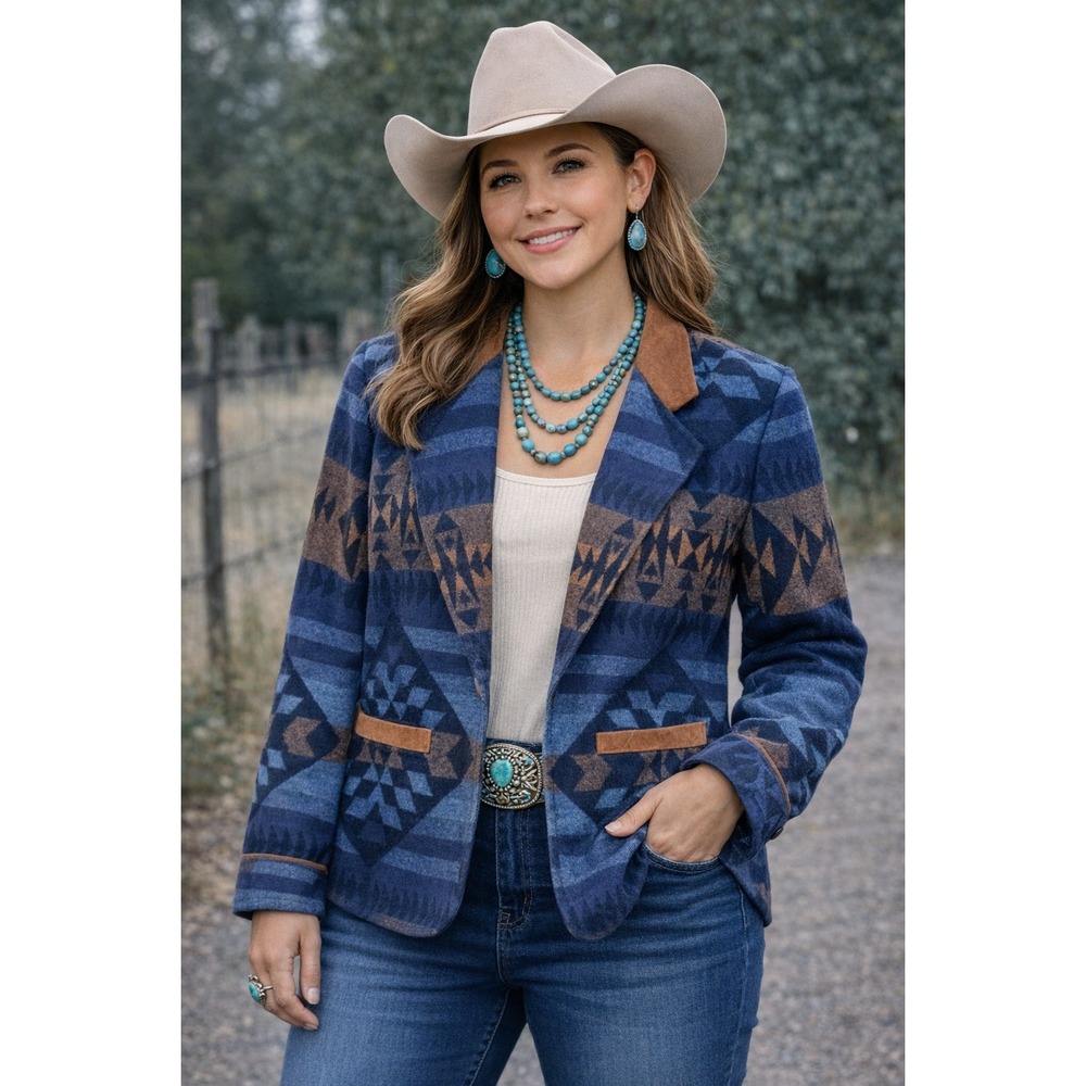 VTG Wool Blend Western Jacket Coat Sz M Southwest Native USA New Frontier